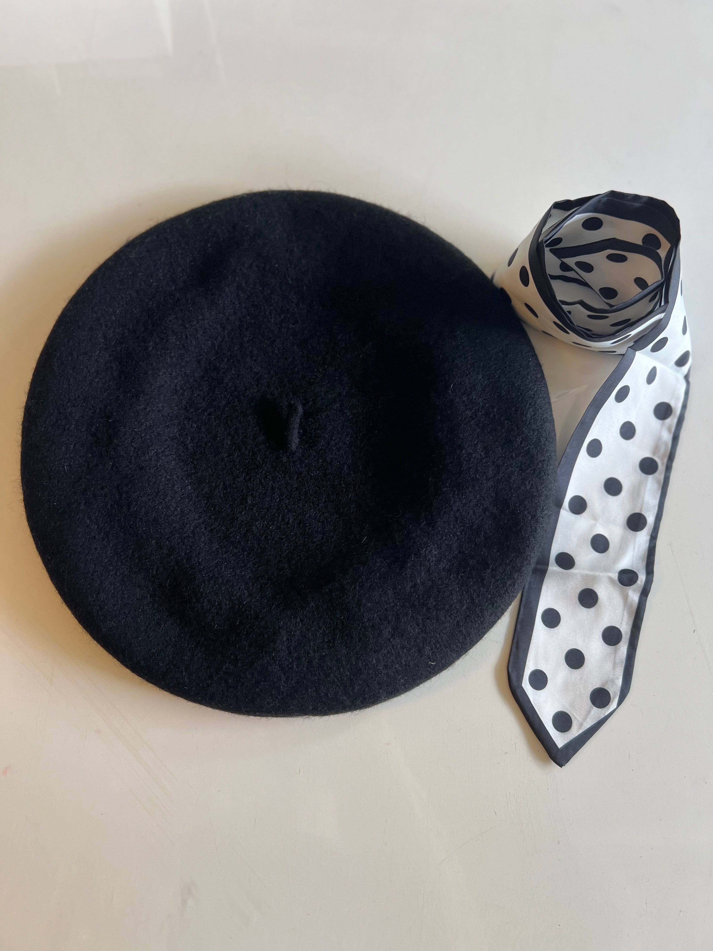 Béret Noir & Mini Foulard