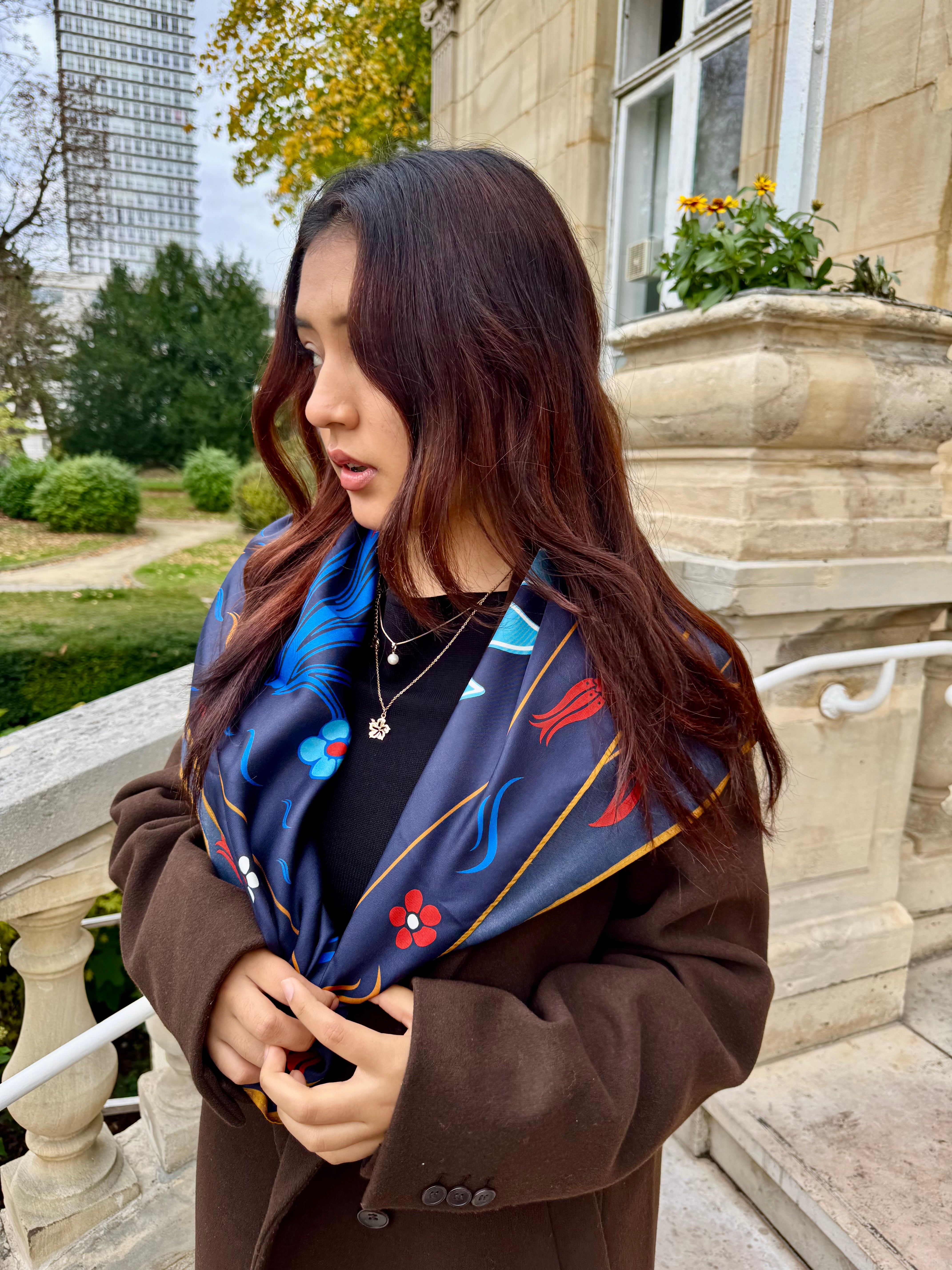 Foulard carré soie - Parfums d'Istanbul