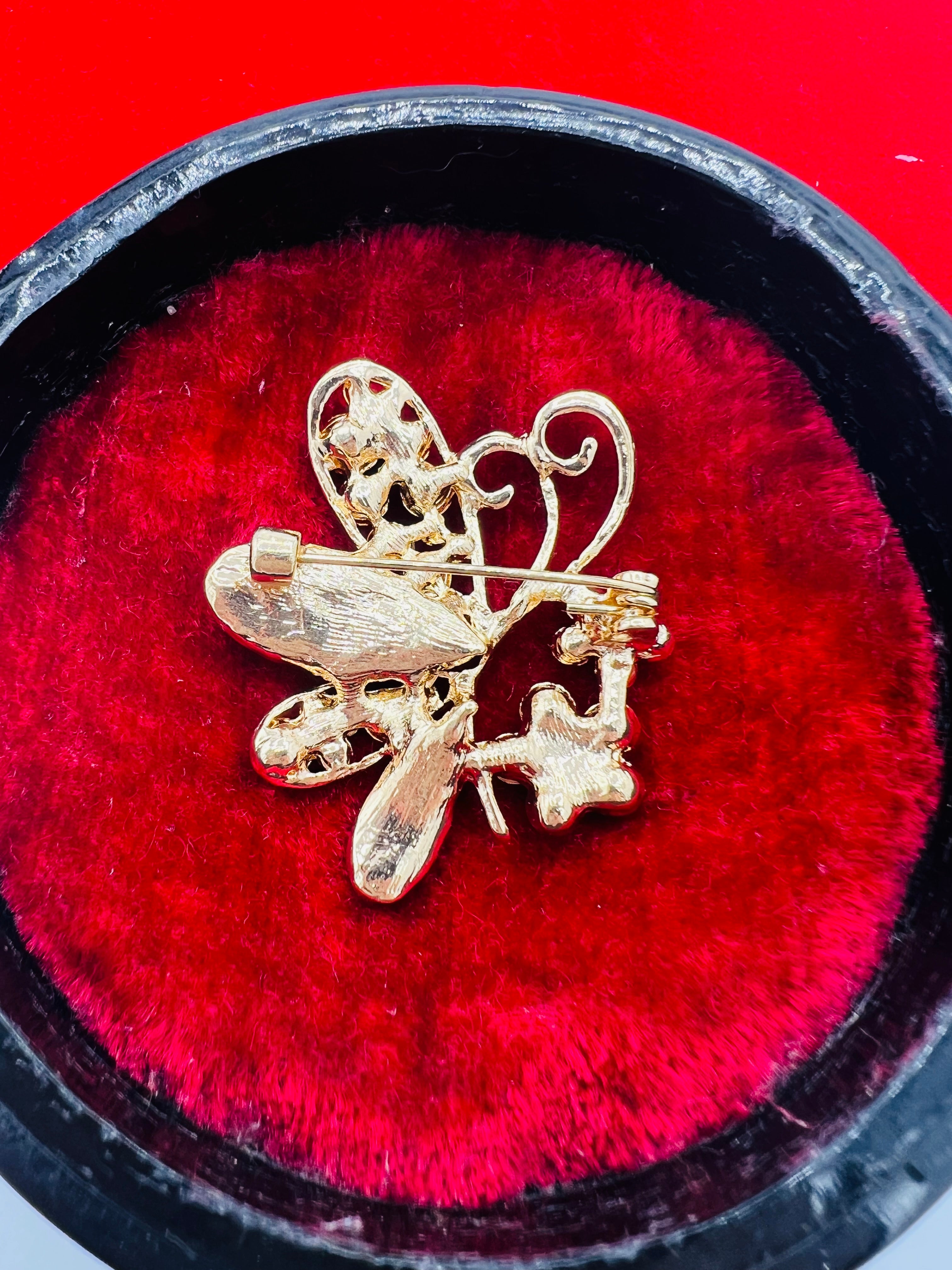 Broche Papillon 🦋 Doré strass