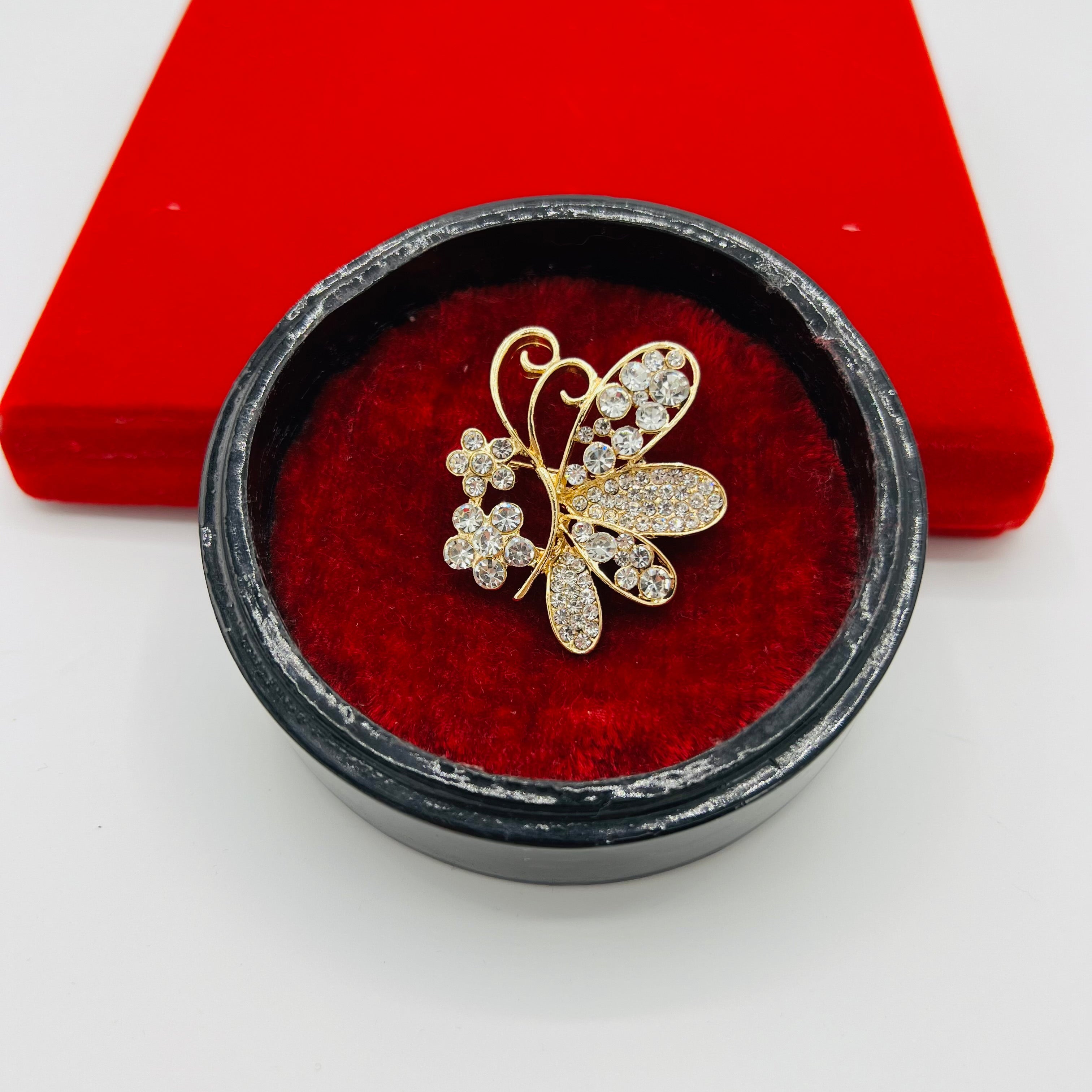 Broche Papillon 🦋 Doré strass