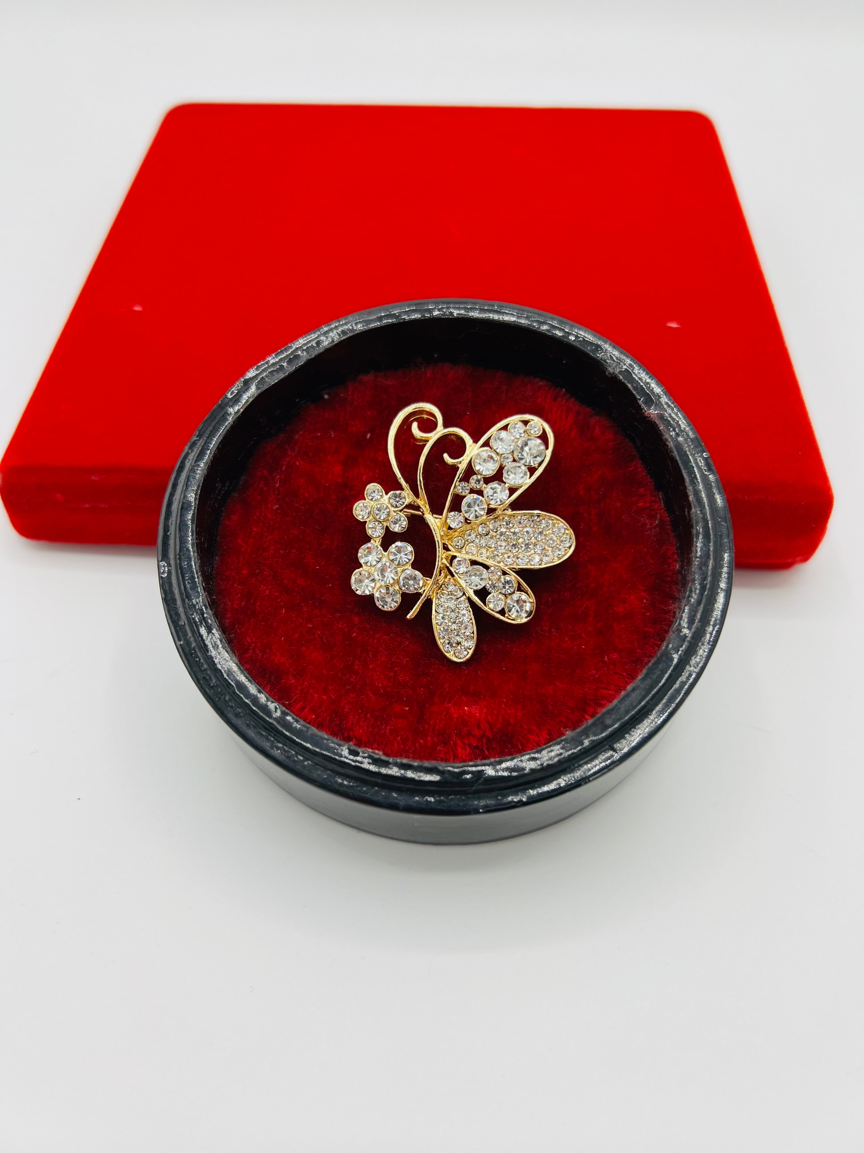 Broche Papillon 🦋 Doré strass