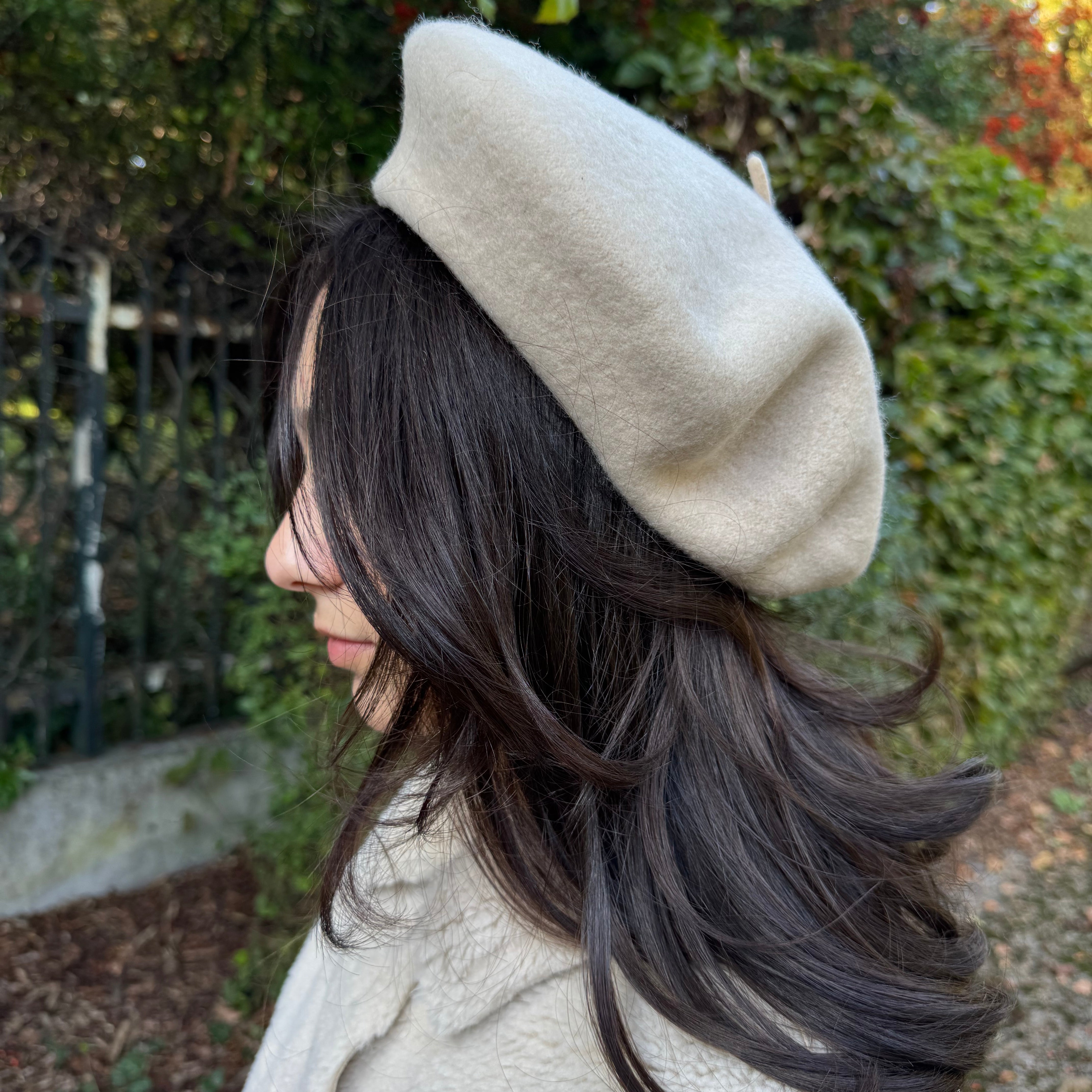 béret en laine ivoire écru femme
