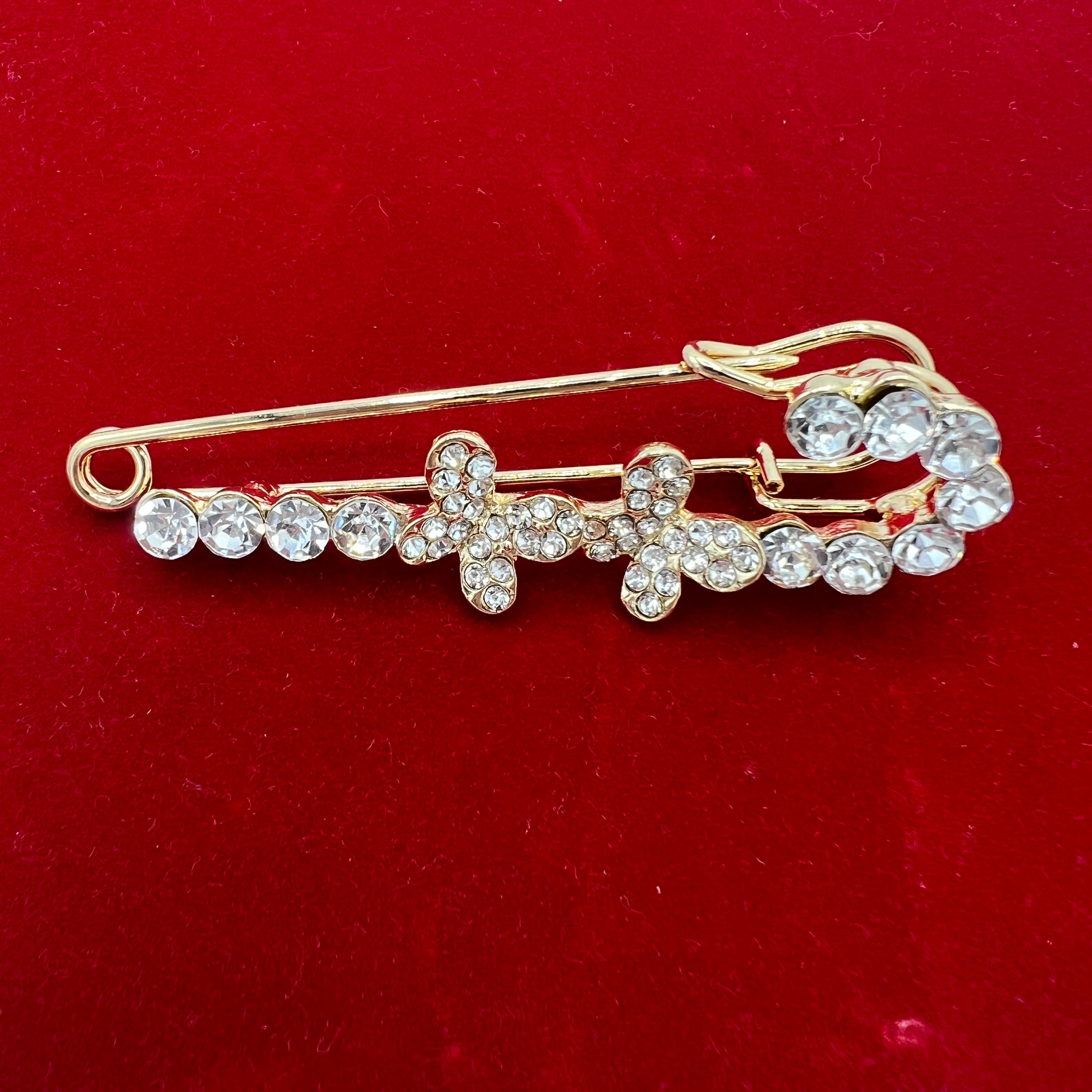 Broche Épingle 🧷 Dorée et Strass