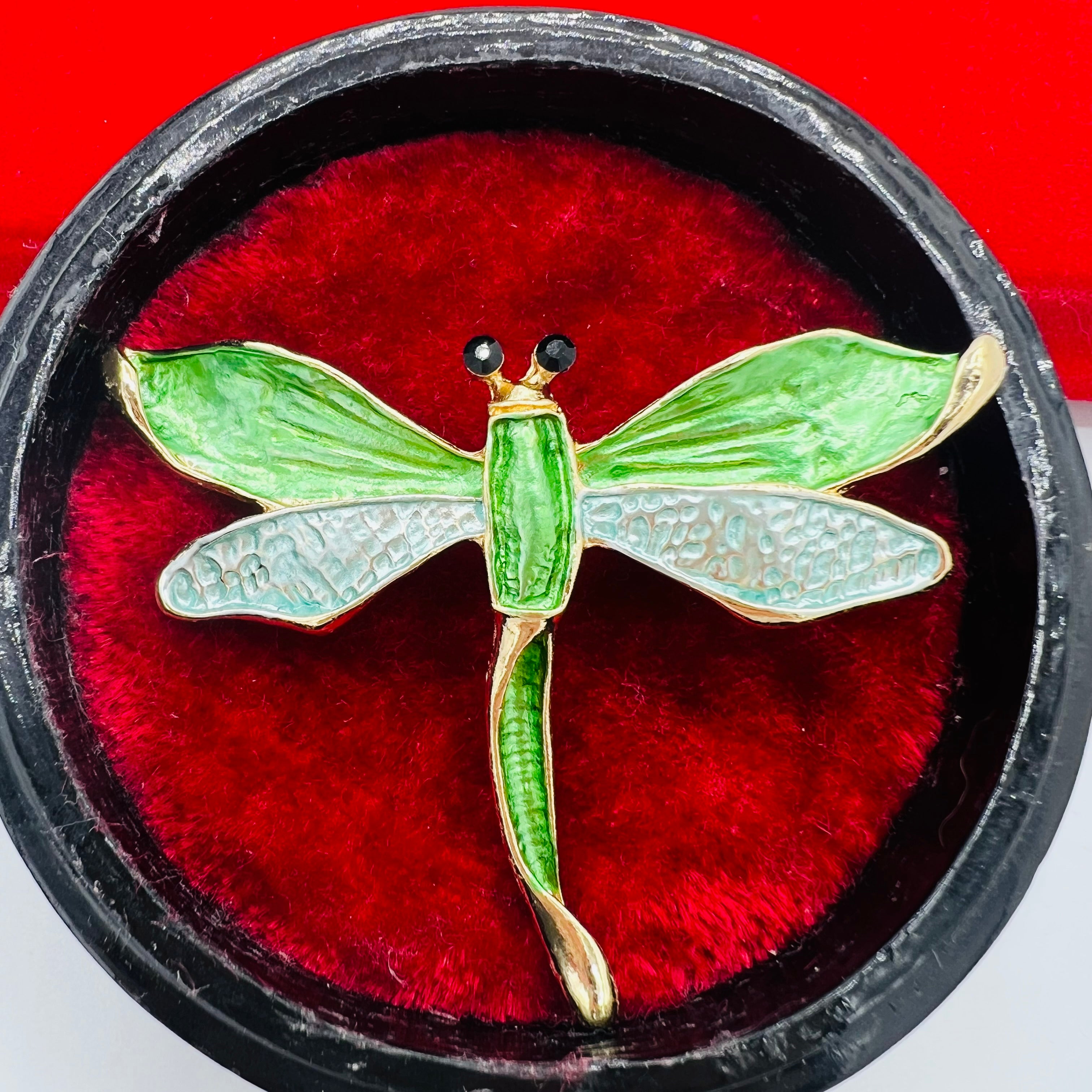 Broche Libellule Dorée Verte