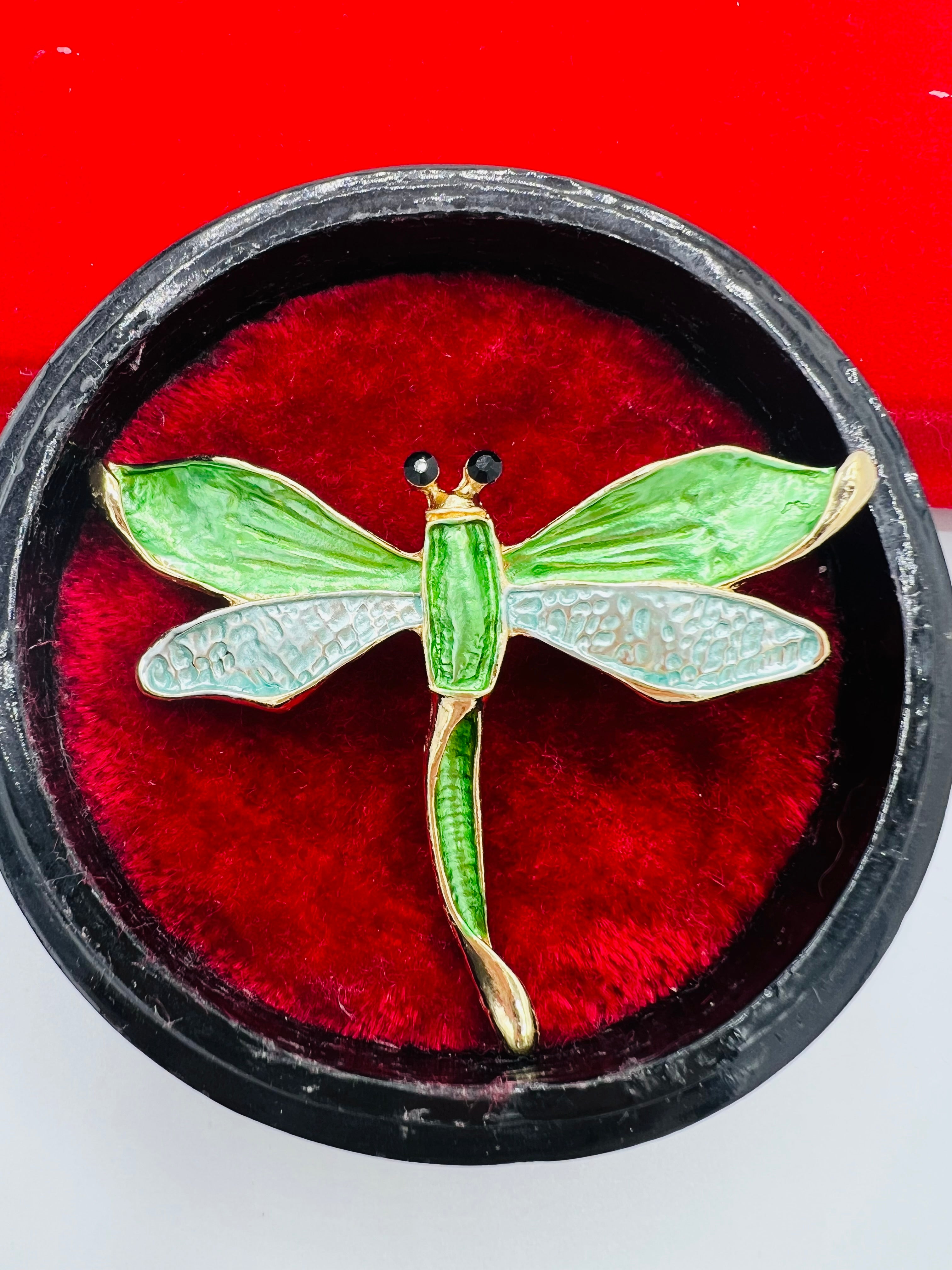 Broche Libellule Dorée Verte