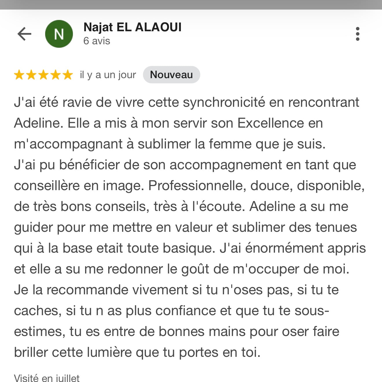 Avis client Maison Eba après accompagnement personnaisé.